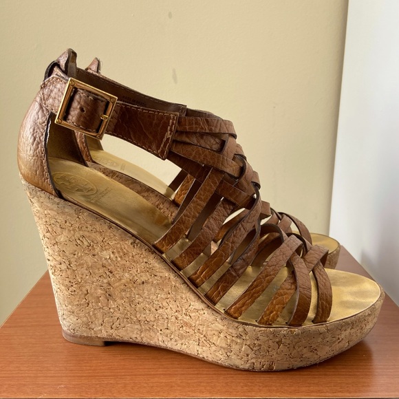 Tory Burch Annamarte Cowhide Strappy Wedge Sandal - Picture 3 of 10